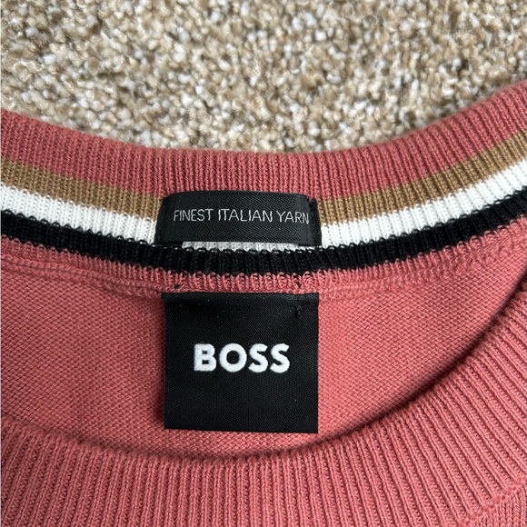 HUGO BOSS Men's Finest Italian Yarn Pink Sweater XL - Picture 3 of 8